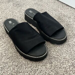 BC Footwear Change The Game Black Neoprene Platform Slide Sandals Size 10